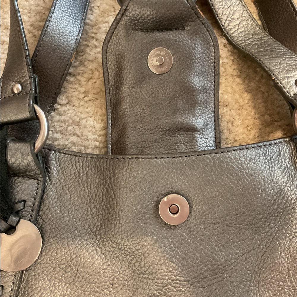 A.N.A. Leather Gun Metal Pewter Hobo Purse Handbag - Picture 5 of 13